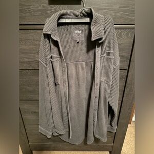 Aerie waffle knit button down top size medium